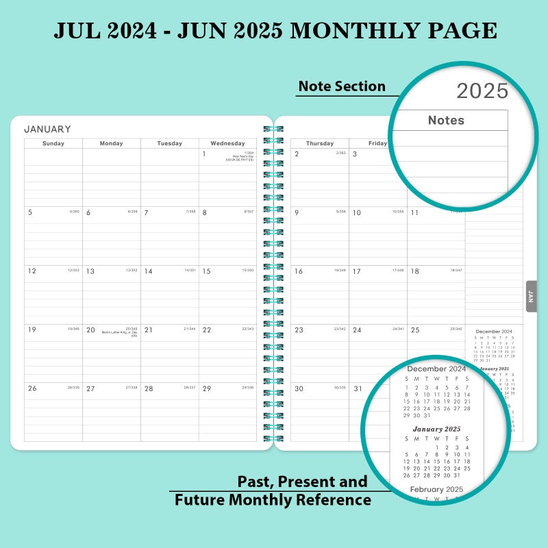 BooQool 2024-2025 Planner - Jul. 2024 - Jun. 2025, 8"" x 10"", Planner 2024-2025, Weekly & Monthly Planner 2024-2025, Flexible Cover, to-Do List, Twin-Wire Binding - Image 3